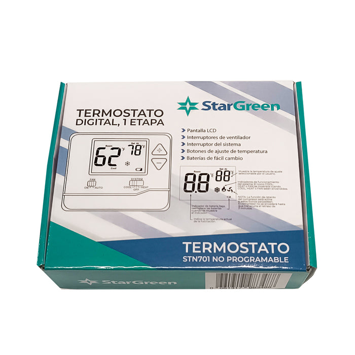 Termostato  Digital 1 Etapa  No Programable Stn701 StarGreen