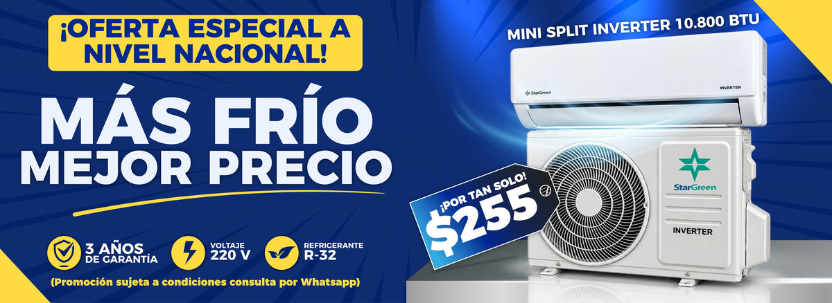 Oferta especial a nivel nacional: Mini Split Inverter 10.800 BTU StarGreen por $255